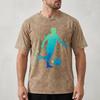 Vintage gewaschenes Baumwoll-T-Shirt Herren Sommer Freizeit Fußball Grafikdruck T-Shirt Kurzarm Locker sitzend Atmungsaktiv Streetwear Oberteil M