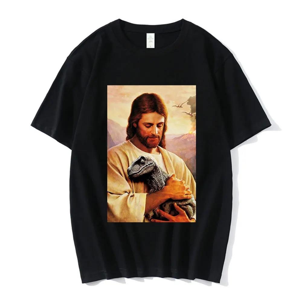 Streetwear Nicolas Cage Moshi Moshi Jesus Desu T-Shirt Men Meme Picolas Cage Awesome T-shirts Cotton Clothing