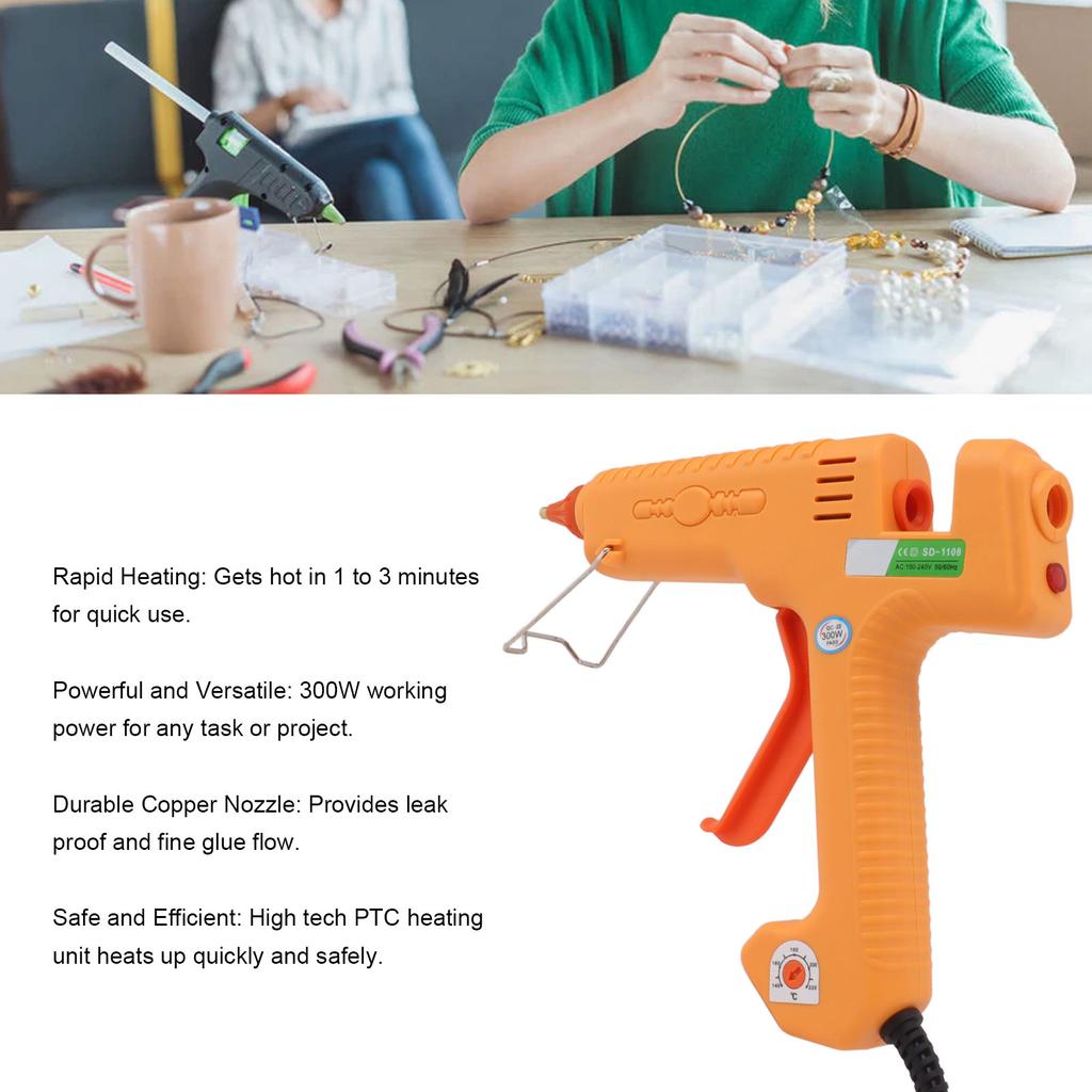 300W Kleberschmelzpistole Heißklebepistole Mini-Heizklebepistole für DIY Heimwerker Schule Kunst Dekoration Bastelkleber-Heizpistole