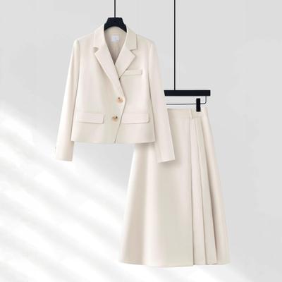 Women's Petite Short Blazer Jacket & Skirt Set - Spring/Autumn 2025, Professional Formal Wear