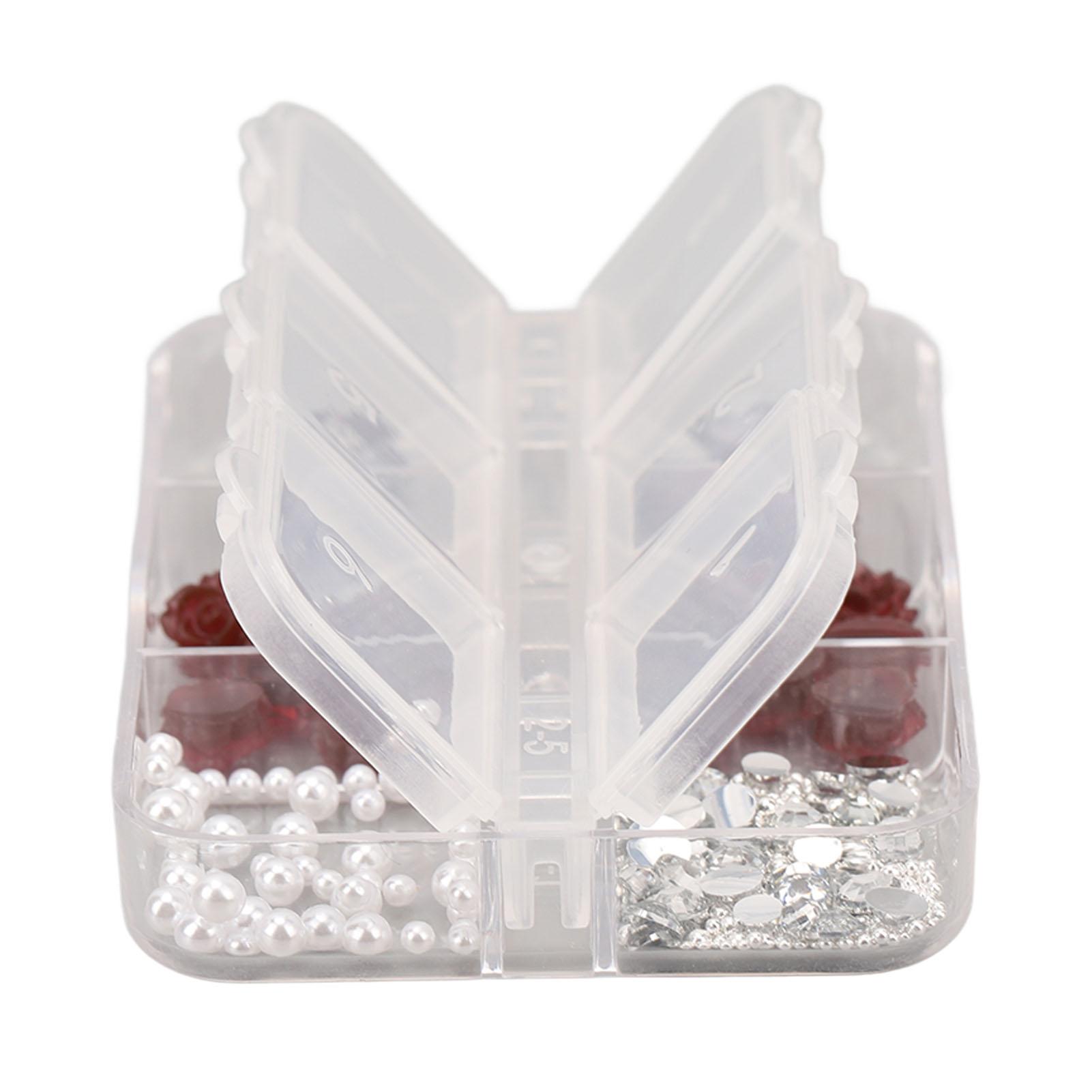 

Темно-красные подвески для ногтей в виде бабочек, сверкающие 3D-цветочные портативные подвески для ногтей с 6-сеточным ящиком для хранения