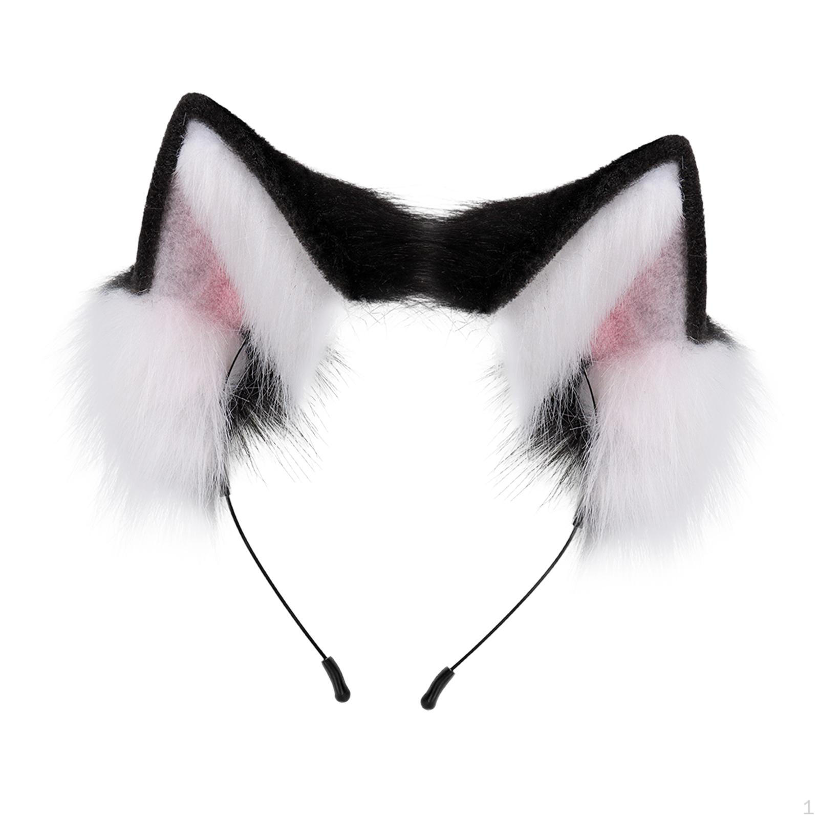 

Обруч для волос с ушками, аниме-реквизит, аксессуары для костюмов для Хэллоуина, карнавала Black White