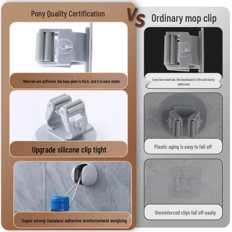 Punch-Free Wall-Mounted Mop and Broom Holder