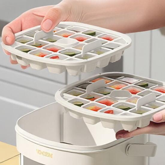 2-in-1 Ice Cube Maker & Storage Bucket Press-Release 48-Cavity Portable Ice Tray with Lid Scoop Easy-Release Ice Mold for Home Camping Party