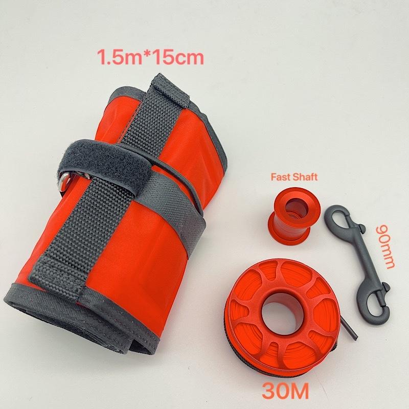 

Набор маркерных буев для подводного плавания с аквалангом. Надувная сигнальная трубка с закрытым дном и высокой видимостью с алюминиевой катушкой SMB. 1.5m 15cm set