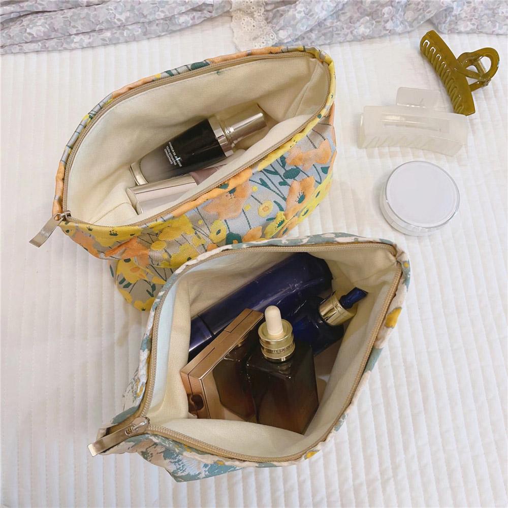 Simple Pattern Makeup Bag Travel Toiletry Organizer Pouch Canvas Cosmetic Bag