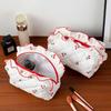 Floral Cherry Cosmetic Bag With Breathable Polyester For Daily Use