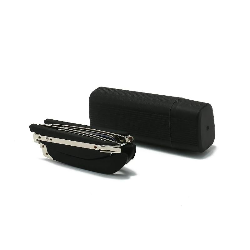 New Foldable Portable Anti-Blue Light Reading Glasses Fashionable Metal Square-Frame Presbyopic Glasses With Case Unisex