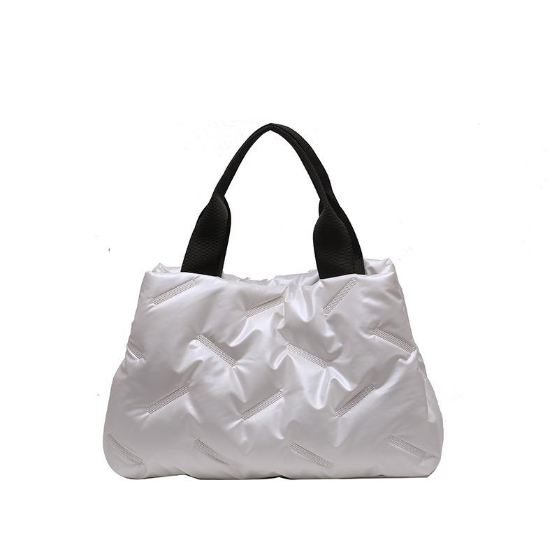 New Women Handheld Underarm Bag Minimalist Glossy Down-Filled Tote Bag Large Capacity Oxford Shoulder Bag