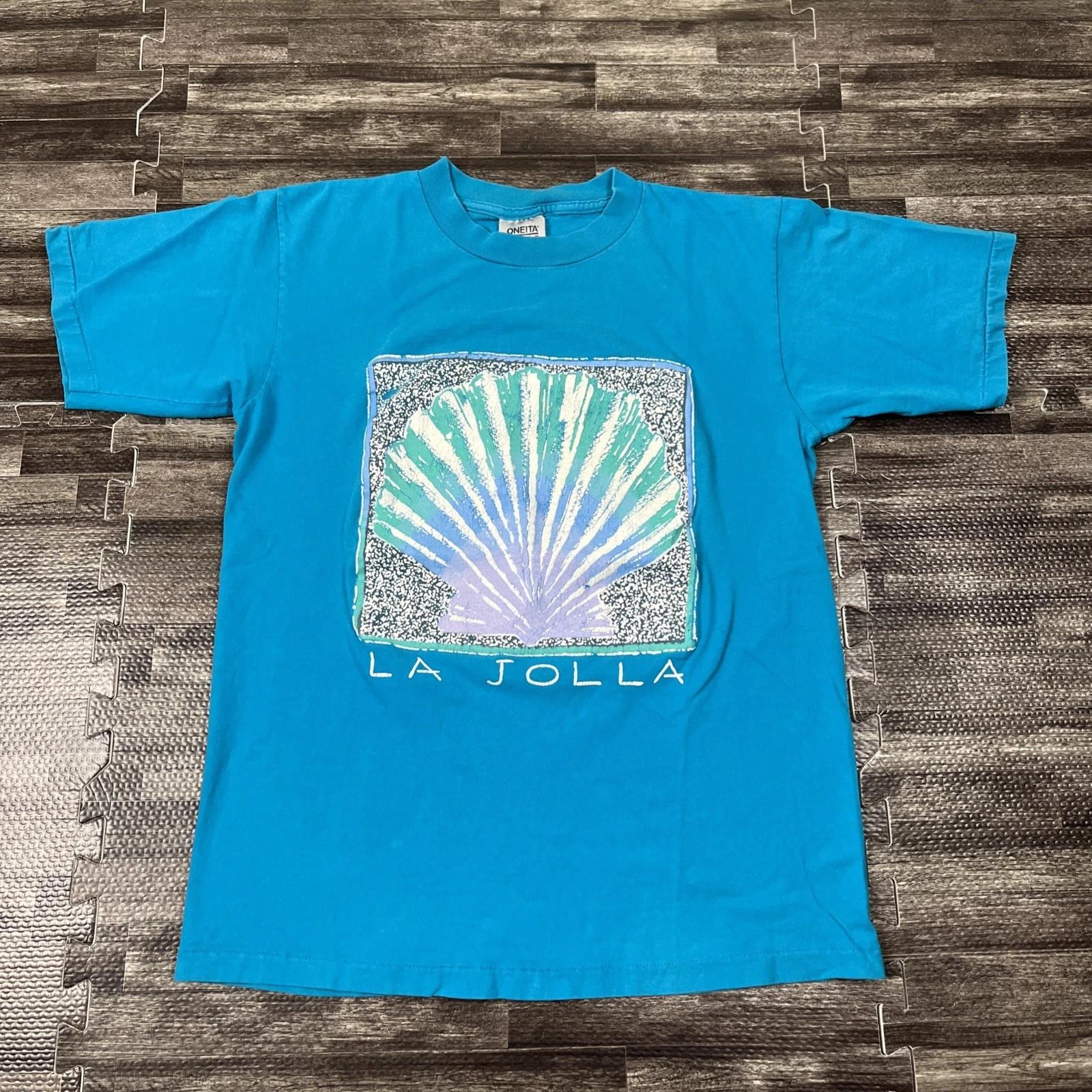 

Vintage La Jolla California Single Stitch Tshirt Blue Large VTG 90s Beach Casual M