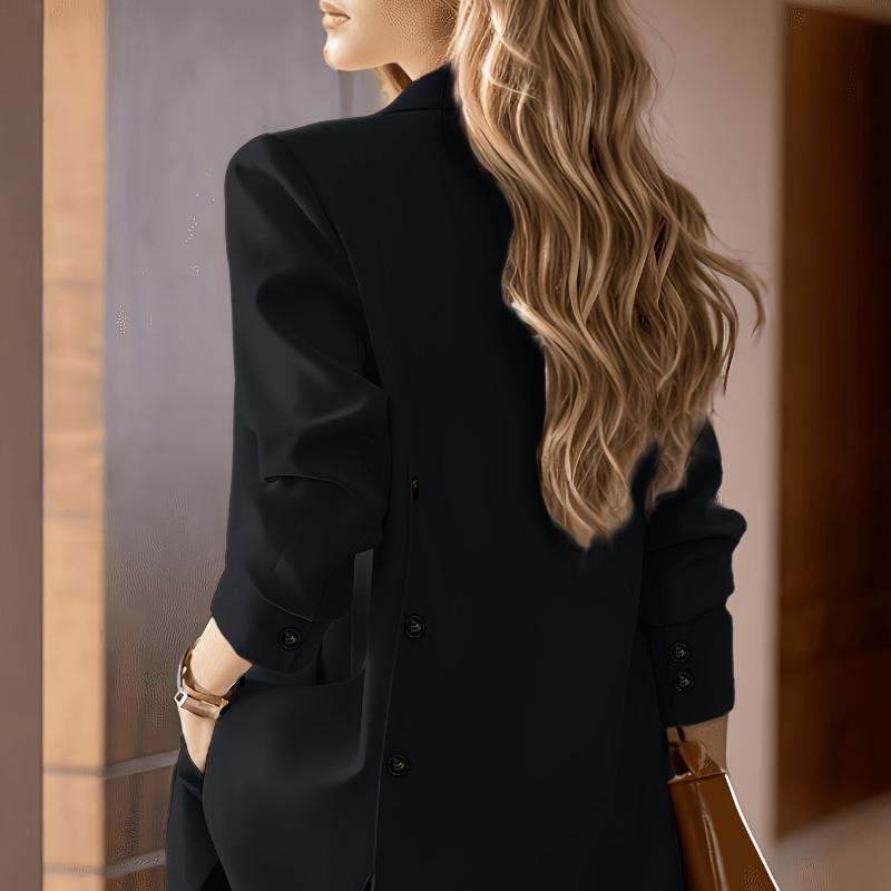 Fashion Women'S Elegant Blazer Trendy Casual Back Slash Design Lapel Suit Coat