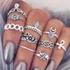 Retro Creative Fashion Gifts 10Pcs Set Gold Boho Fashion Arrow Moon Finger Knuckle Rings Jewelry Opal Ring Jewelry Accessories