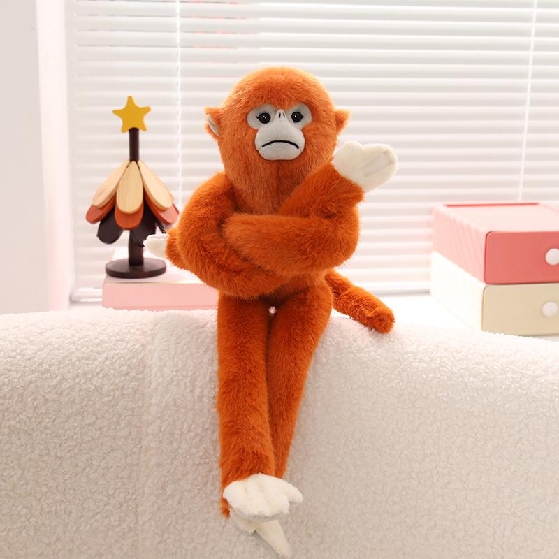 Golden Monkey Simulated Plush Toy Stuffed Long Arms Zoo Animal Fluffy Doll Brown Orange Appeasing Companion Gift