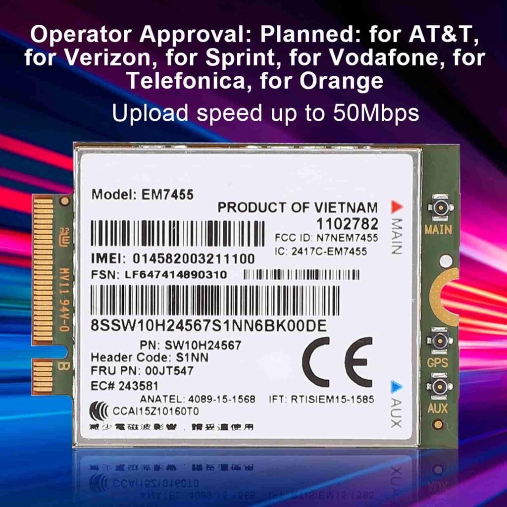 EM7455 Wireless 4G LTE Module Network Card 50 Mbps Fits for Lenovo ThinkPad