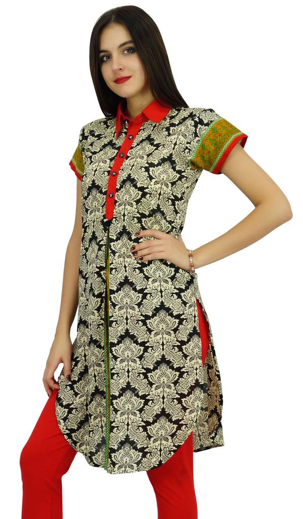 Bimba Women Short Printed Cotton Tunic Short Sleeves Ladies Kurta Kurti