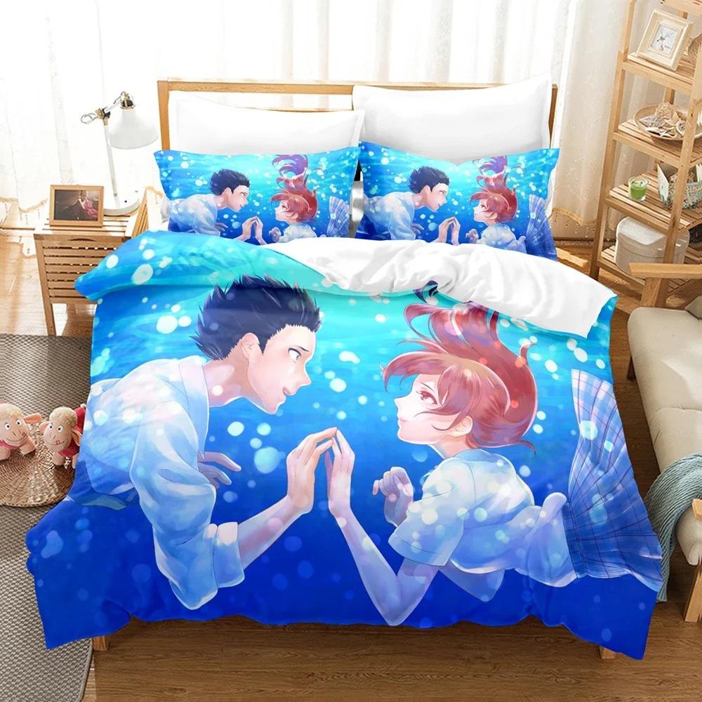 A Silent Voice Bedding Set Single Twin Full Queen King Size Bed Set Adult Kid Bedroom Duvet Cover Sets 3D Anime Bed Sheet Set