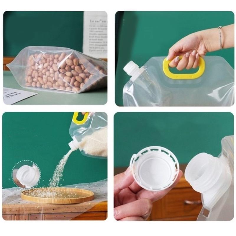 Grain Sealed Bag Kitchen Storage Transparent Suction Insect Moisture proof Bag Portable Food Storage Bag Funnel Kitchen tools