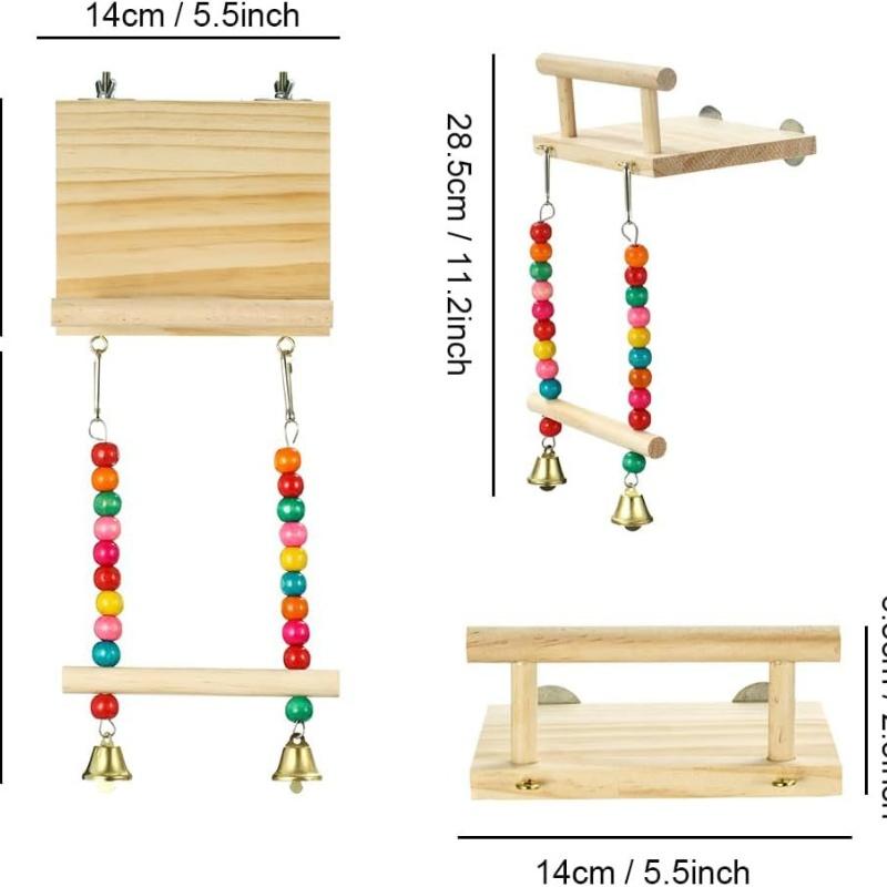 Nice Parrot Toy Bird Cage Decoration Pendant Small Bird Cage Nibbling Toy Parrot Springboard Swing Combination Toys Are Varied