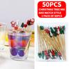 200/100/50 PCS fruit toothpick bamboo stick - disposable fruit fork Dim sum sushi cocktail stick - suitable for Christmas, parti