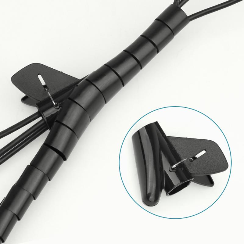 3M 16mm Flexible Spiral Cable Wire Protector Cable Organizer Computer Cord Protective Tube Clip Organizer Management Tools