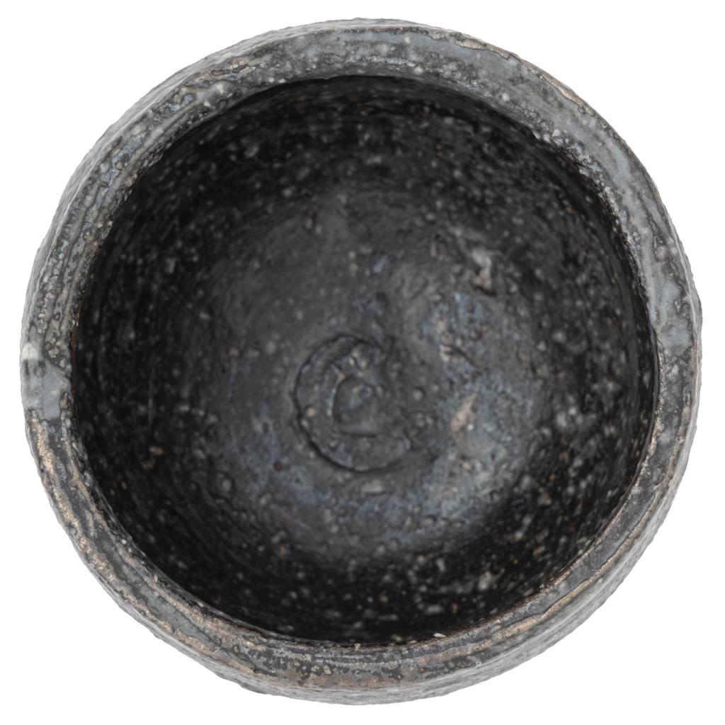 Marui Pottery Shigaraki Ware Hechimon Sake Cup 5cm Diameter Black Steel (Ochoko) Approx. MR-3-4321