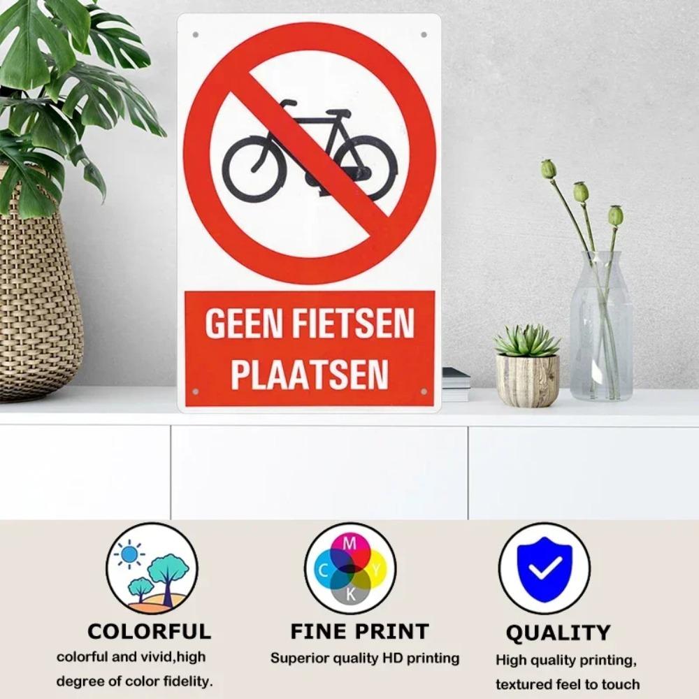 Mfoever Tin Sign Vintage Assorted Traffic Warning No Parking Tin Sign Set Retro European Bicycle Dog Fire Prohibition Metal Wall Art Rustic Saf