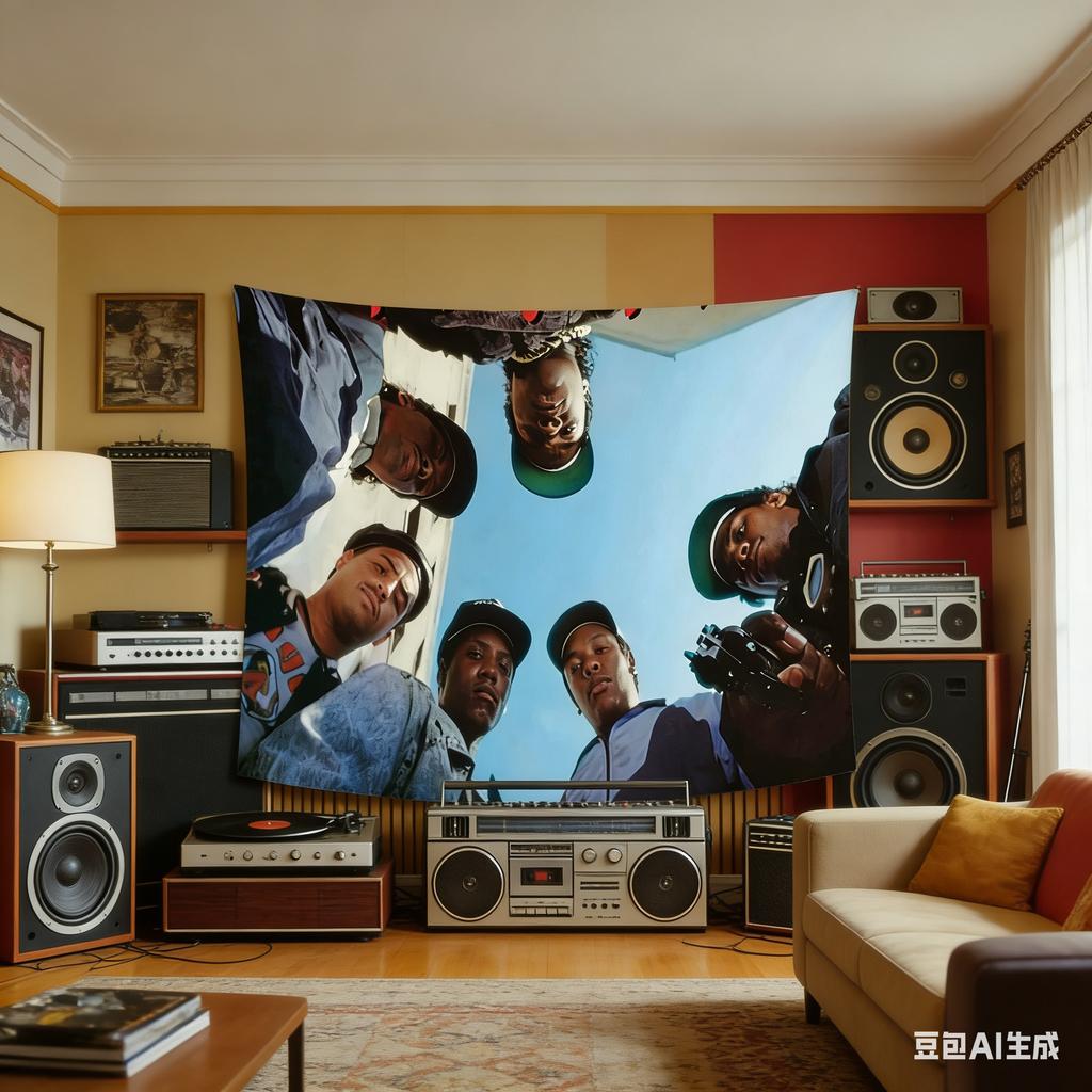1pc Vintage Rap Group Tapestry Polyester 2D Lightweight Wall Decor Durable Washable Hanging Tapestry for Bedroom Living Room Hom