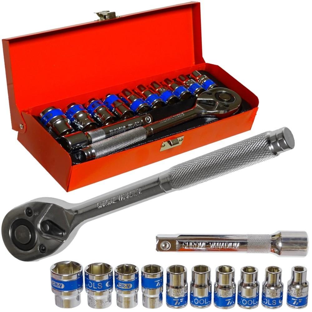Sockets 10-24mm, 1/2' ratchet, socket wrenches, 12-piece set, CR-V