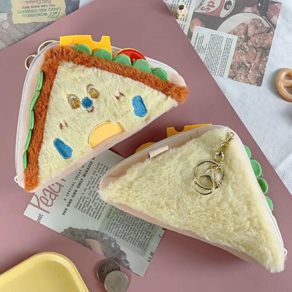 Cartoon Sandwiches Storage Bag Hamburger Zero Wallet Creative Plush Small Purse  Girls