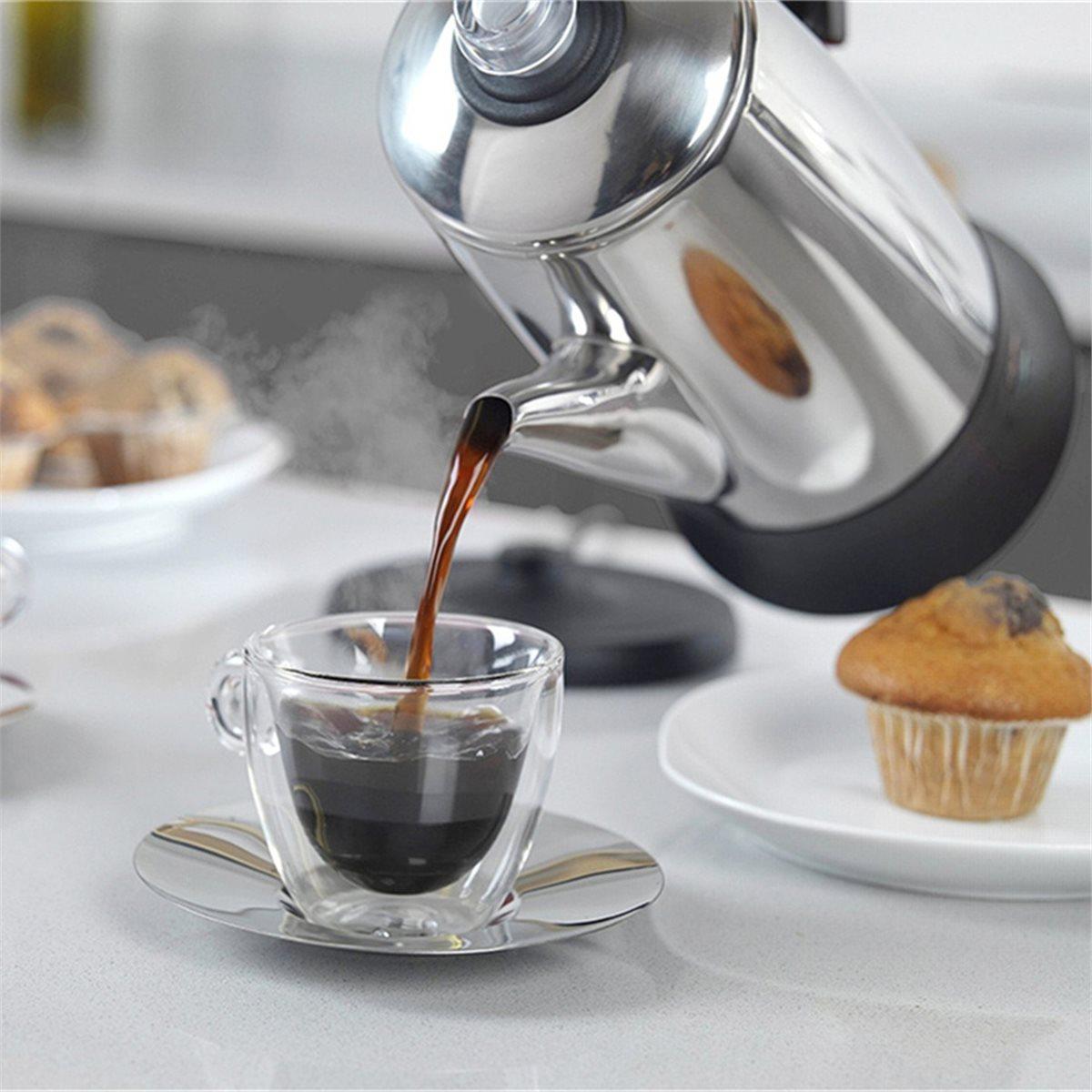 

Stainless Steel Espresso Coffee Maker Electric Percolator Coffee Pot 12 Cups Home 110v US Plug China Mainland