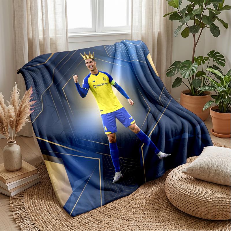 Manta de Franela Estampada de Cristiano Ronaldo Agradable al Tacto Cálida Manta Decorativa para Sofá Cama Interior Uso Diario