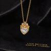 Korean Full Diamond Heart Titanium Steel Necklace Light Luxury Niche Colored Zircon Temperament Women Clavicle Chain Jewelry Gift