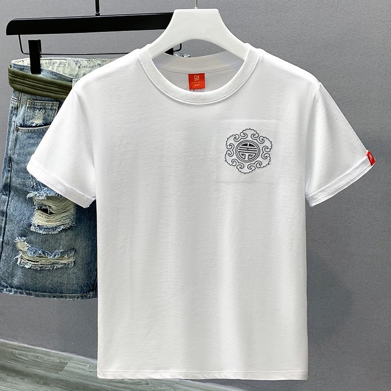 Men's Unicorn Embroidered Short-Sleeve T-Shirt - Chinese Style National Trend