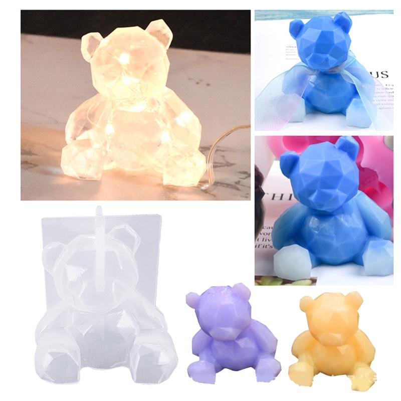 Handicrafts Soap Plaster Candle Resin Casting Mold 3D Handmade Geometric Bear Mold DIY Car Aromatherapy Silicone Mold
