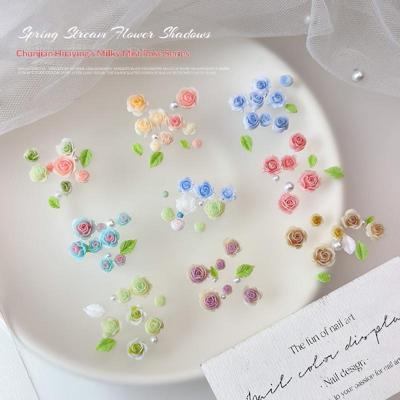 40Pcs Resin Mixed Rose Nail Art Charms Colorful Nail Art Decoration Mini Nail Charms Nail  Accessories