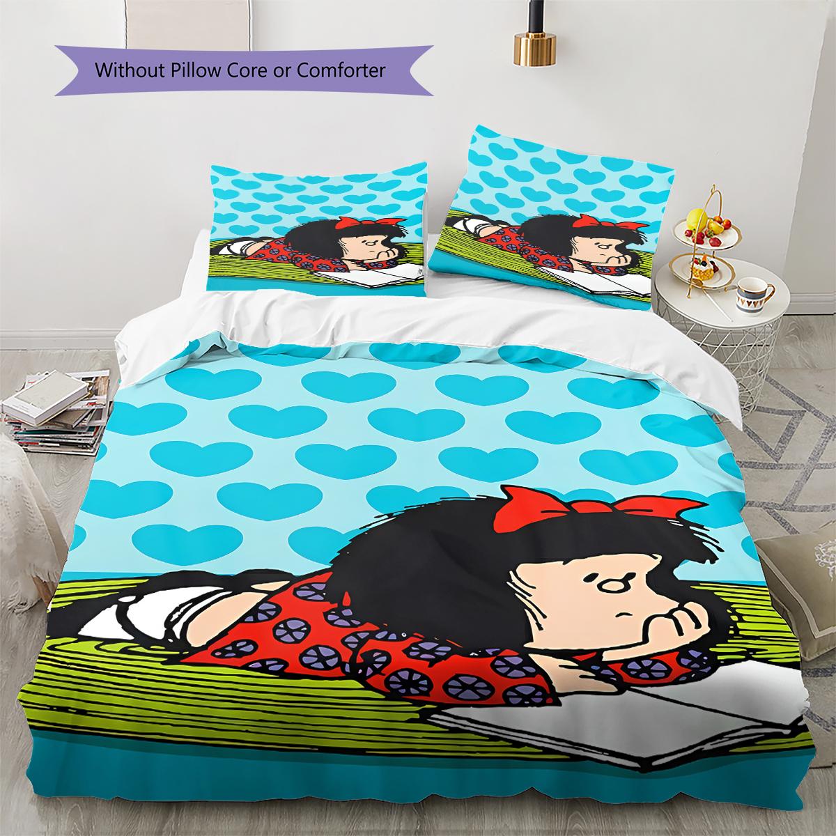 

Mafalda Pattern Bedding Quilt Set Quilt Cover Pillowcase Home Decoration Gift (1 * duvet cover + 2 * pillowcase, without core) 135x200cm