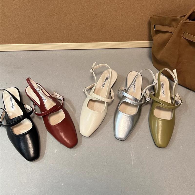 Mode SUOJIALUN 2025 Frühling Neu Damen Sandale Mode Runde Zehe Damen Elegant Slingback Schuhe Quadratischer Niedriger Absatz Outdoor Kleid Pumps