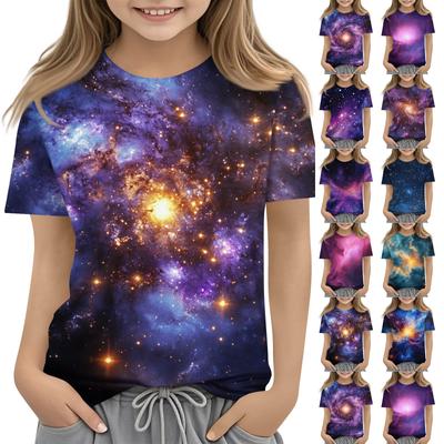 Toddler Girl Boy Shirt Cute Starlit Sky Printed T-Shirts Kids Shirts 1-15Y