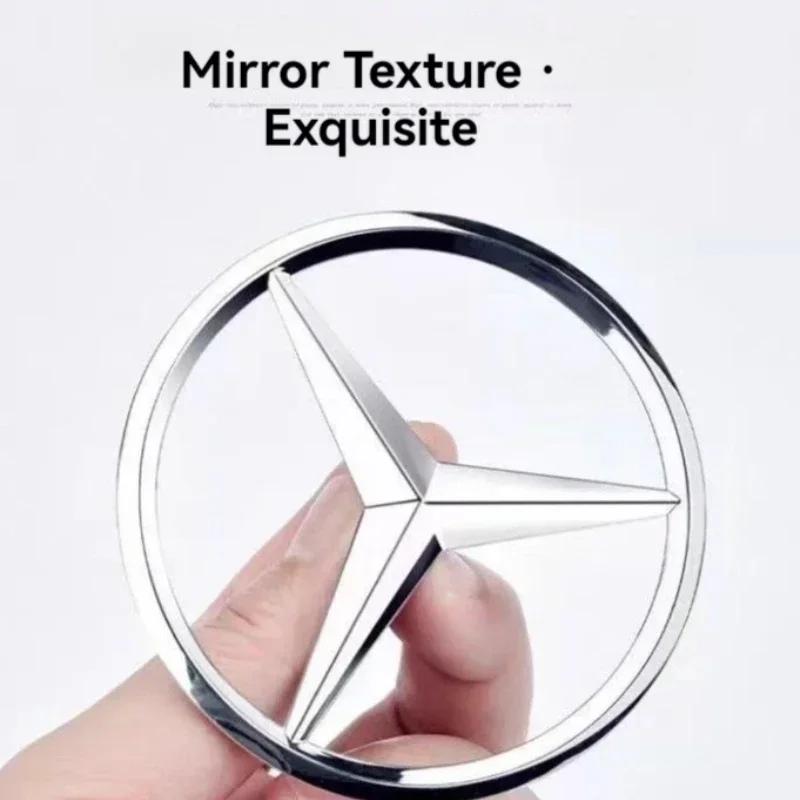 New C200 E200  For Mercedes Benz 81mm ABS Tail Star Emblems Black Silver Rear Trunk Star Logo Stickers Badges for Mercedes Benz