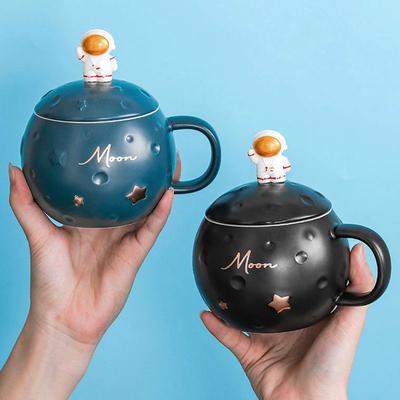 Spezielle kugelförmige Tasse, Astronauten-Design, Keramik, Wassertasse, Kaffeetasse, Milchtasse, Frühstückstasse, großes Fassungsvermögen