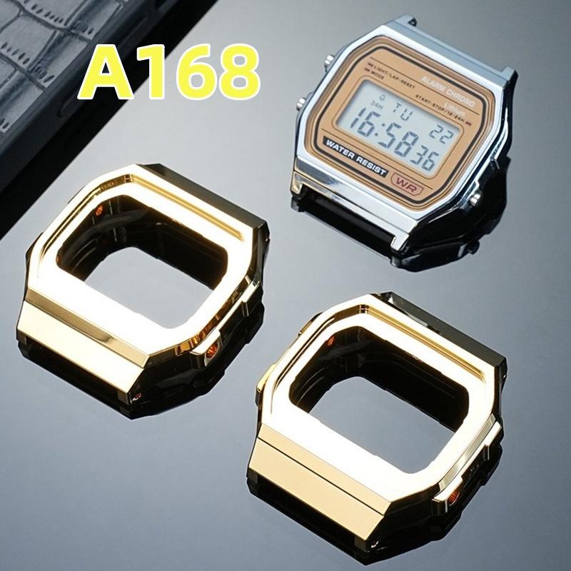 Pour Casio Série A168 étui en caoutchouc dur modifié avec coque en plastique de haute qualité Accessoires de montre