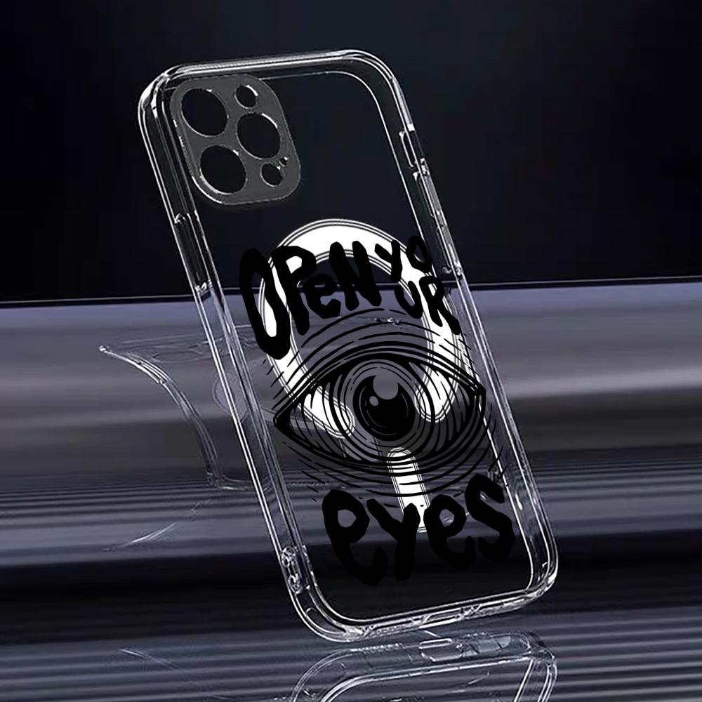 Open Your Eyes Phone Case For iPhone 17 16 15 14 13 12 Pro Max Plus With Magnetic Crystal Clear Case Wireless Charge