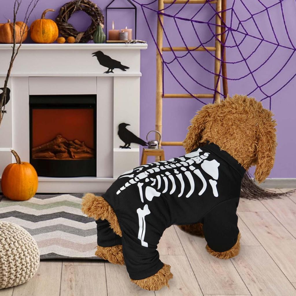Halloween Skeleton Dog Costume, Halloween Pet Costume, Decorative Overall