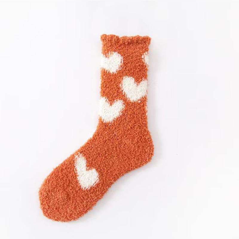 Medium tube winter thickened coral fleece thermal stockings cute cotton socks sleep socks home floor socks