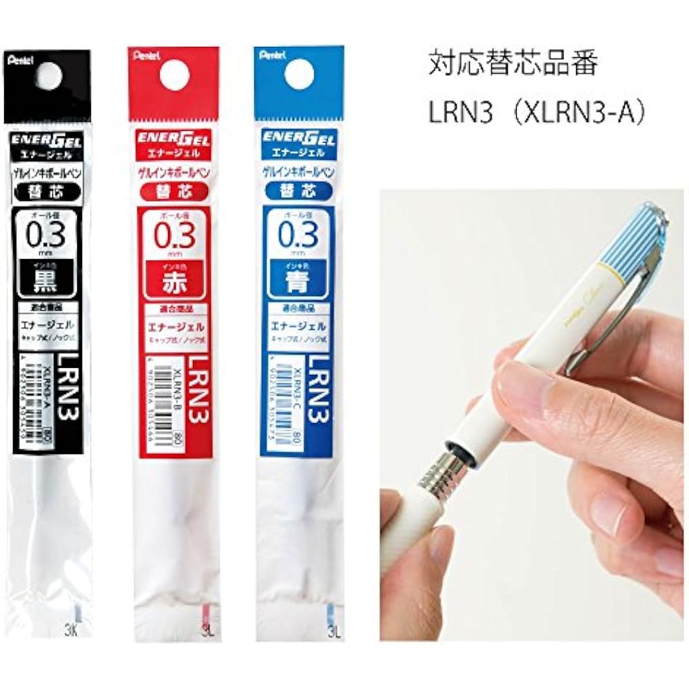 Pentel Ballpoint Pen Gel Ink Gel Crena 0.3mm Saxophone Blue Shaft BLN73LS-A Black 10pcs