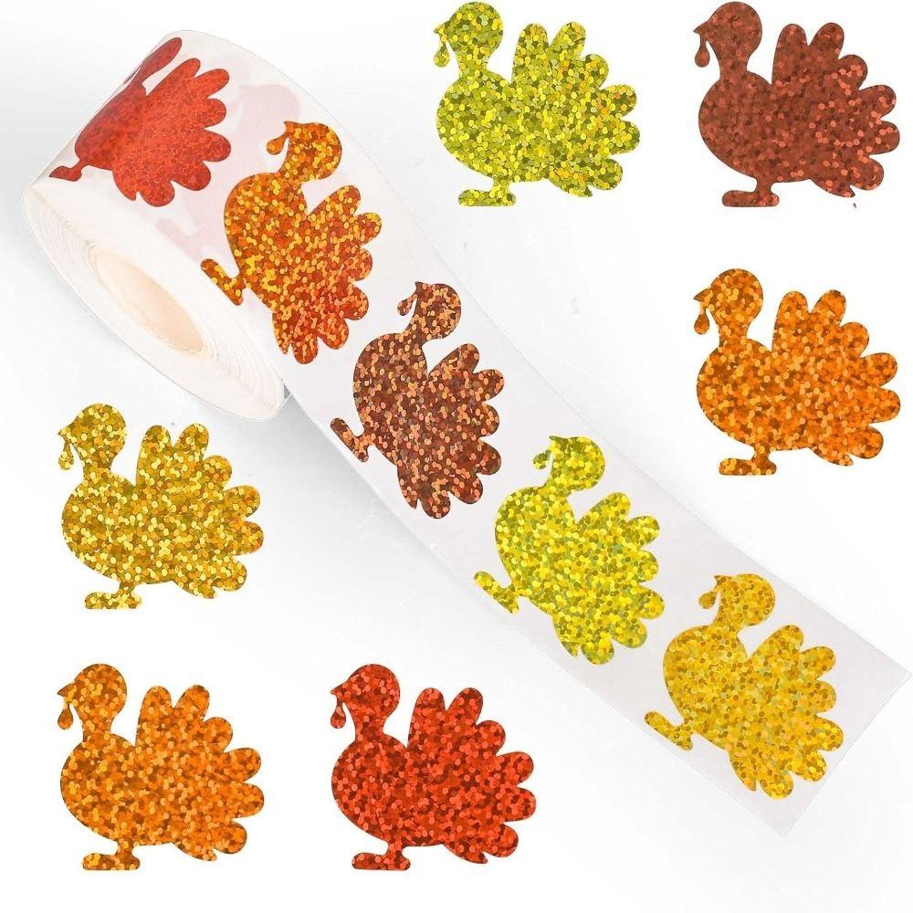 500 Stück/Rolle Sonnenblumen Halloween Aufkleber Schneemann Dekoratives Papier Geister Aufkleber Lasertyp Wasserdicht Reflektierende Etiketten Decals