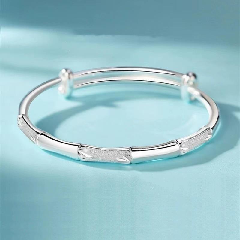 Women Solid Matte Bamboo Joint Open Bangle Bracelet Gift For Girlfriend