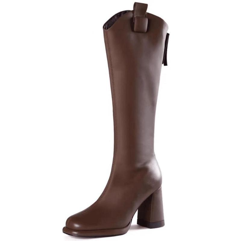 Mode Herbst Winter Elegant Absatz Leder Damen Kniehohe Schaftschuhe Eckige Zehenpartie Damen Lange Stiefel Bequem Mode 2025 Stiefel
