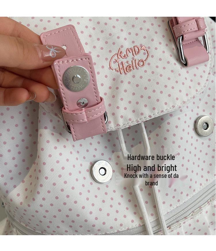 Plecak w kropki w stylu koreańskim 2025: Prosta, wszechstronna torba na ramię z klapką na uczelnię