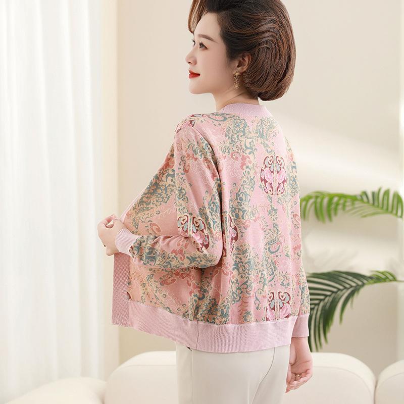 Middle-aged Mother Dressed In Early Autumn Sweater Two-piece Set Middle-aged and Elderly Autumn Sweater Set Thin New Chinese Style Grandma Dress